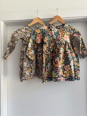 Bundle Nest & Nurture Long-Sleeve 100% Cotton Floral Pocket Dresses